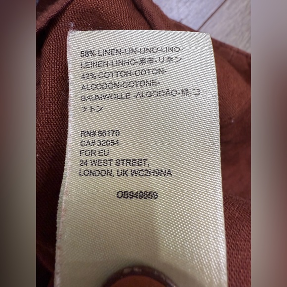 Anthropologie Linen Blend Button Side Wide Leg Pants US 6 Rust Brown - Picture 9 of 12